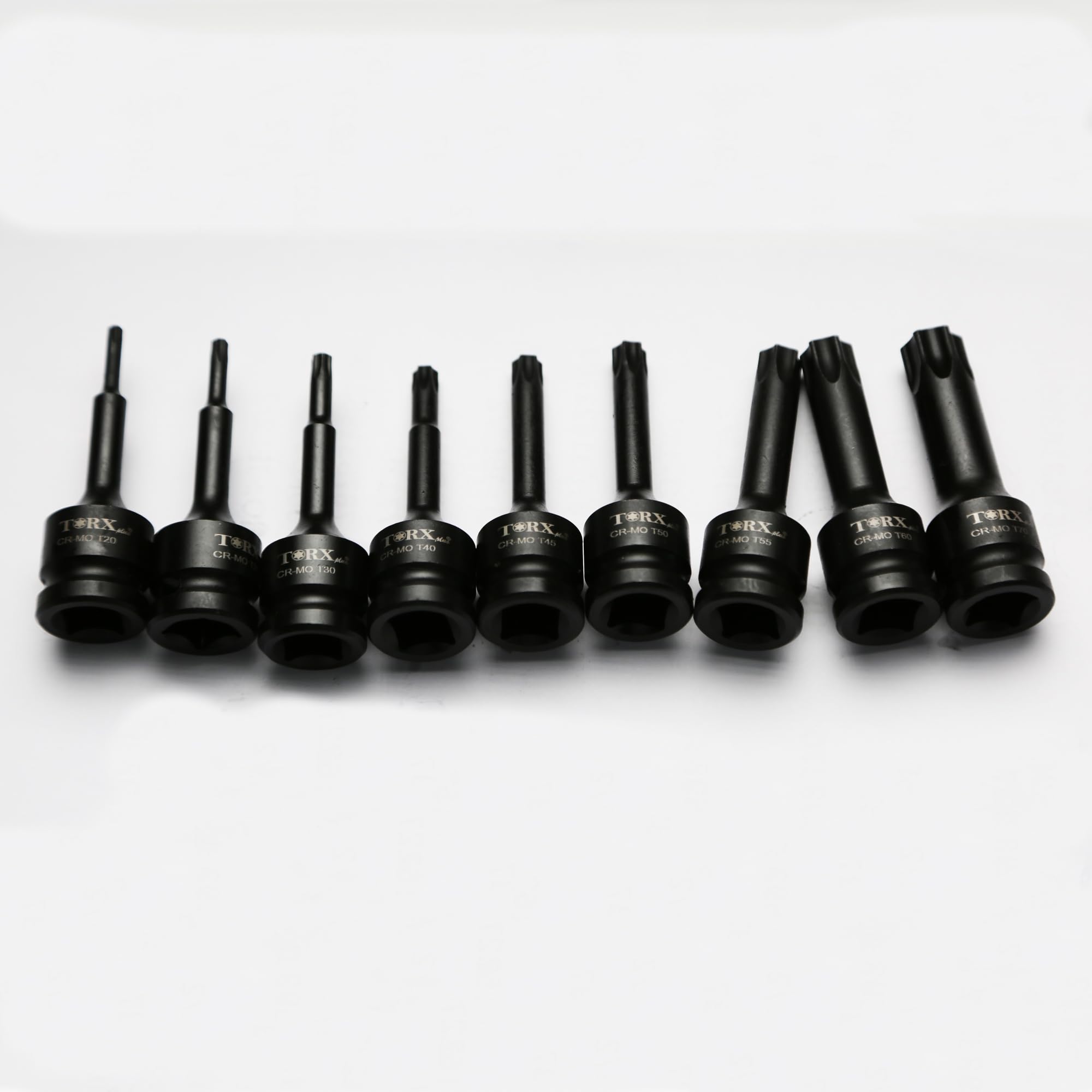 TMAX 9 szt. 7,5 cm długości Torx Star 6-punktowe czarne gniazdo udarowe zestaw narzędzi do naprawy samochodowej 1/2 cala kwadratowy napęd