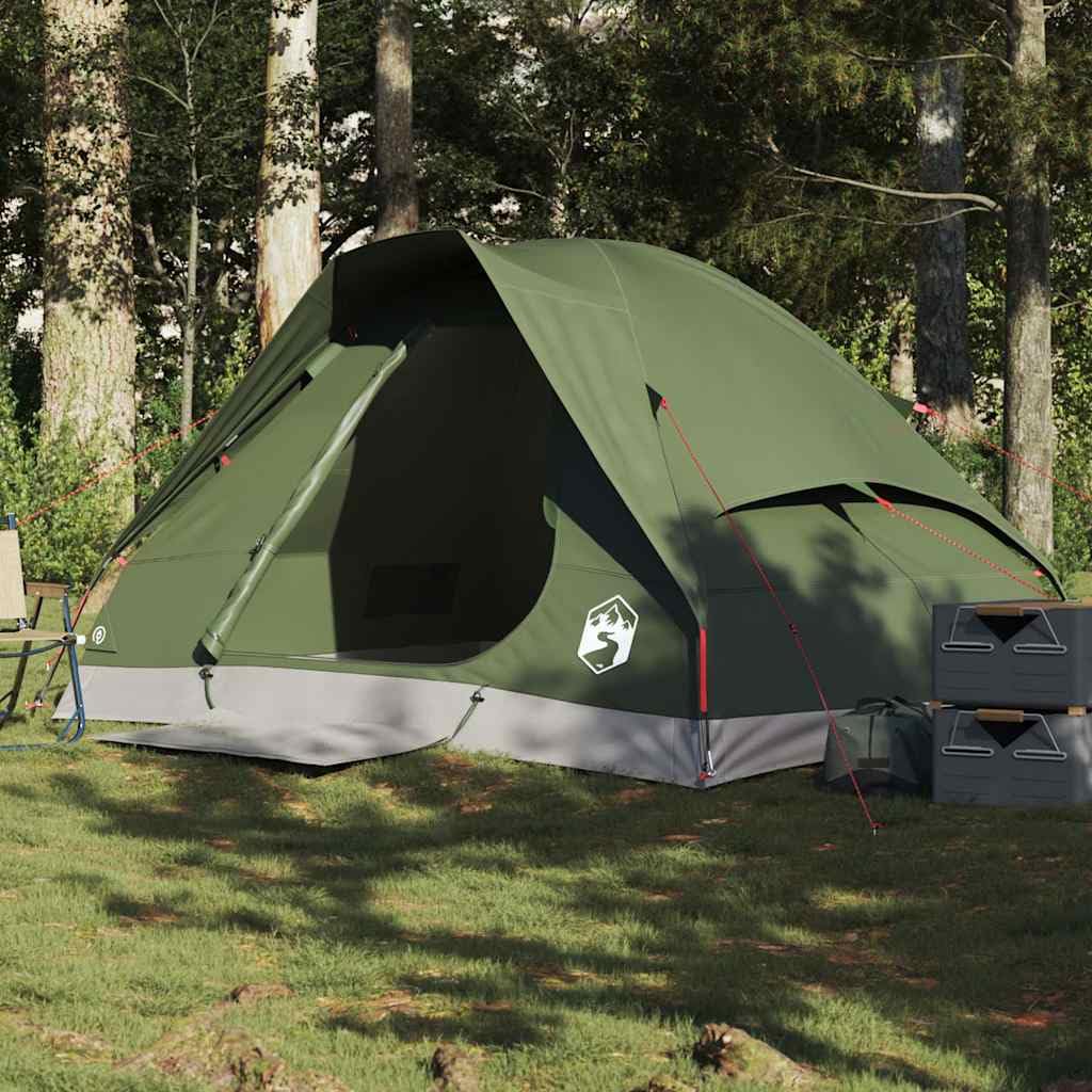 Kuppel-Campingzelt mit Wasserdichtem 185T Polyester, Abnehmbares Überzelt, Ideal für 2 Personen, Tunnelzelt, Camping Zelt, Familienzelt, Gartenzelt, Olivgrün, 220 x 156 x 123 cm