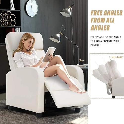 Miniatura 17 de Sillas reclinables para sala de estar, sofá reclinable de masaje para cine en casa con respaldo acolchado de piel sintética, sillón reclinable de