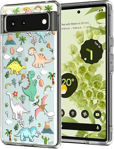 Unov Case for Pixel 6, Crystal Clear, Dinosaur Land