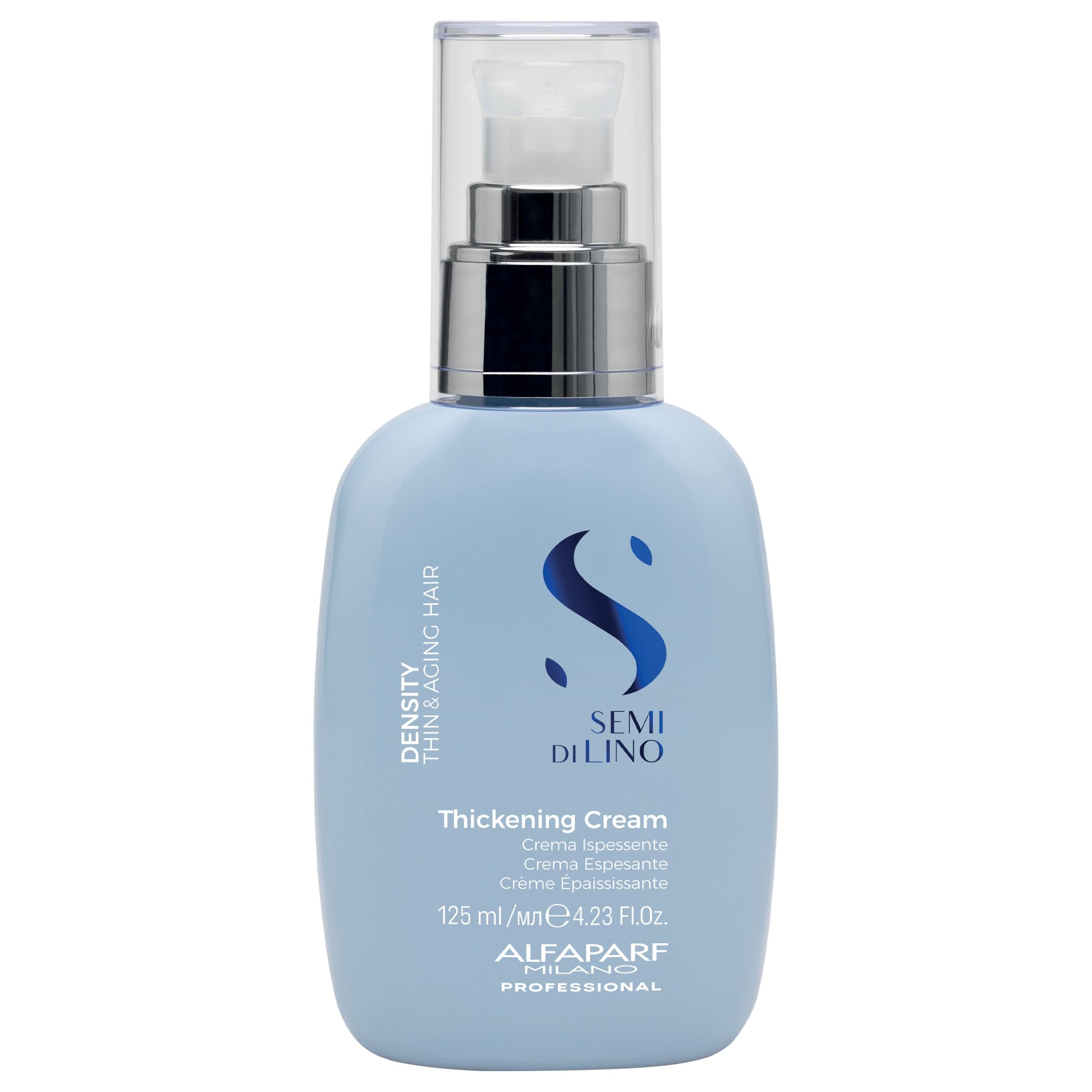 Semi di Lino Density Thickening Cream for Thin Hair - Thermal Protection - Builds Body, Plumps Hair - Volumizing Hair Product – Revitalized, Youthful, Thicker Hair - Vegan (4.23 Oz)