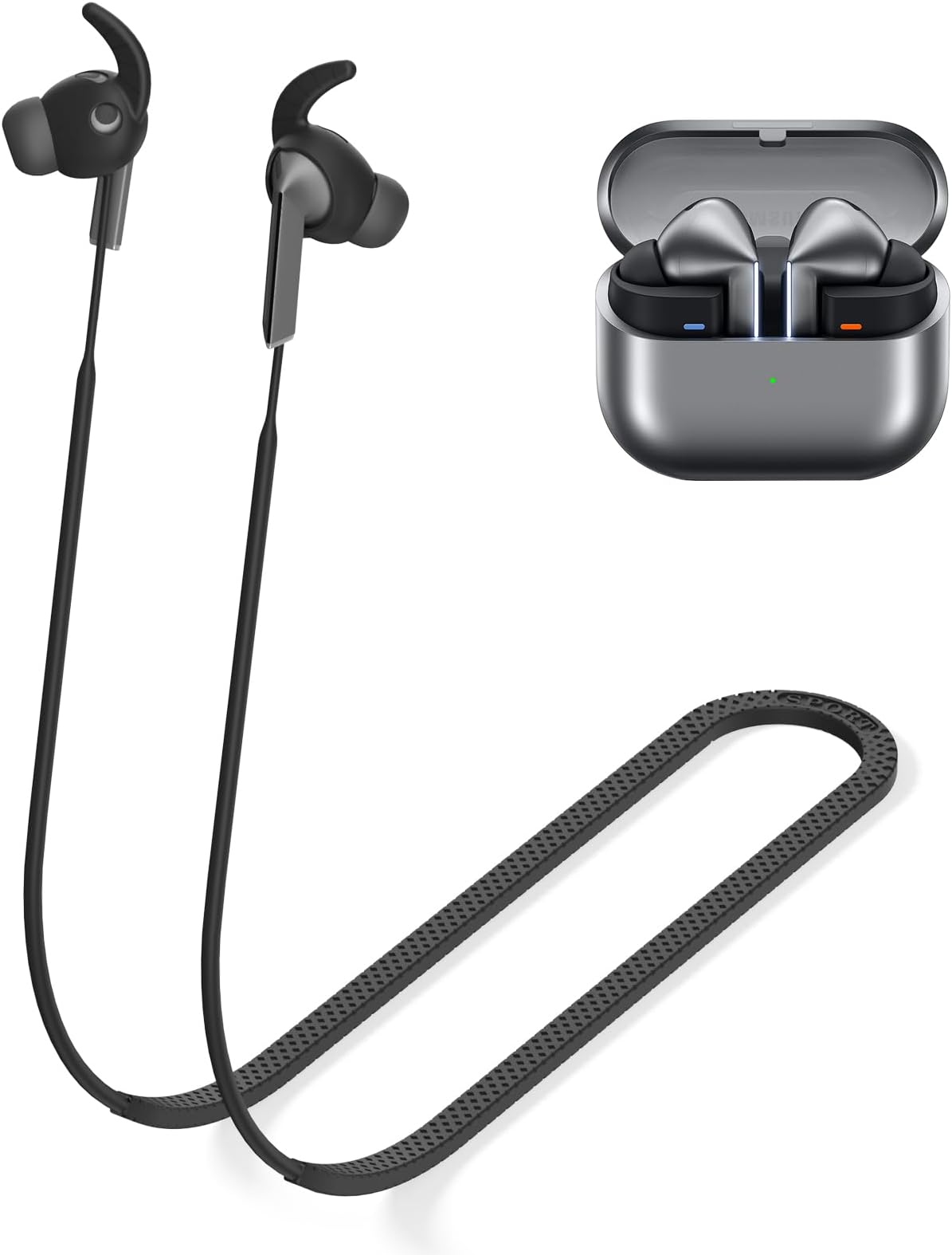 Anti-Lost Strap for Galaxy Buds 3 Pro Ultra Strong Sports Soft Silicone Lanyard Accessories Compatible with Samsung Galaxy Buds Pro 3 Neck Rope Cord(Black)