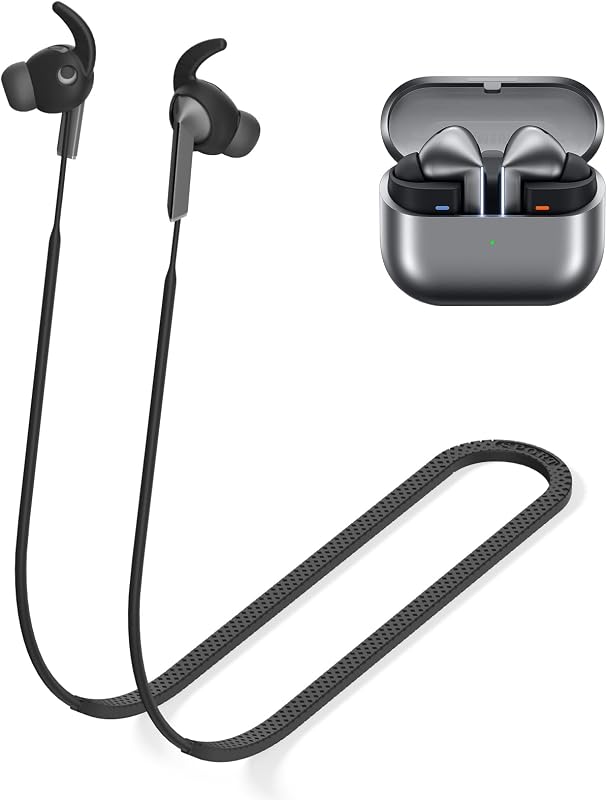 Anti-Lost Strap for Galaxy Buds 3 Pro Ultra Strong Sports Soft Silicone Lanyard Accessories Compatible with Samsung Galaxy Buds Pro 3 Neck Rope Cord(Black)