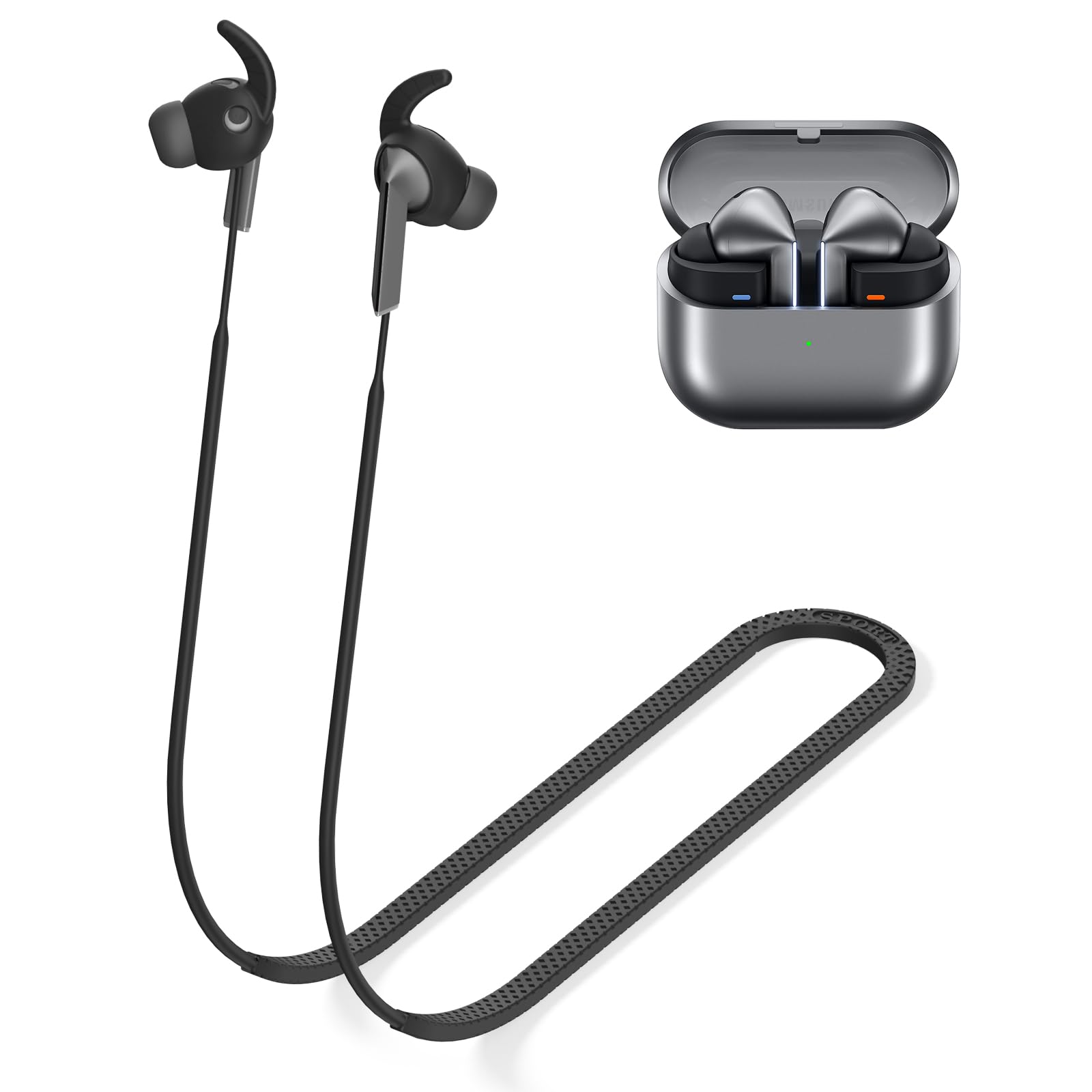 Anti-Lost Strap for Galaxy Buds 3 Pro Ultra Strong Sports Soft Silicone Lanyard Accessories Compatible with Samsung Galaxy Buds Pro 3 Neck Rope Cord(Black)