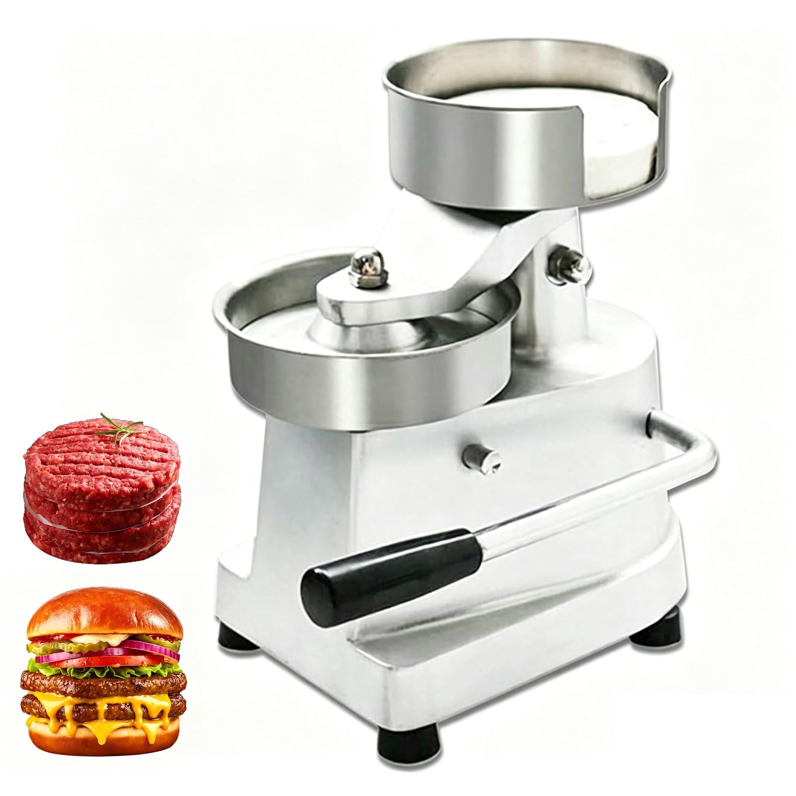 Manuelle Burger-Patty-Maker, robuste Burgerpresse für 180-200 Fleisch-Patties/h, inklusive fettdichtem Papier, ideal für Küchen, Snack-Shops und Restaurants