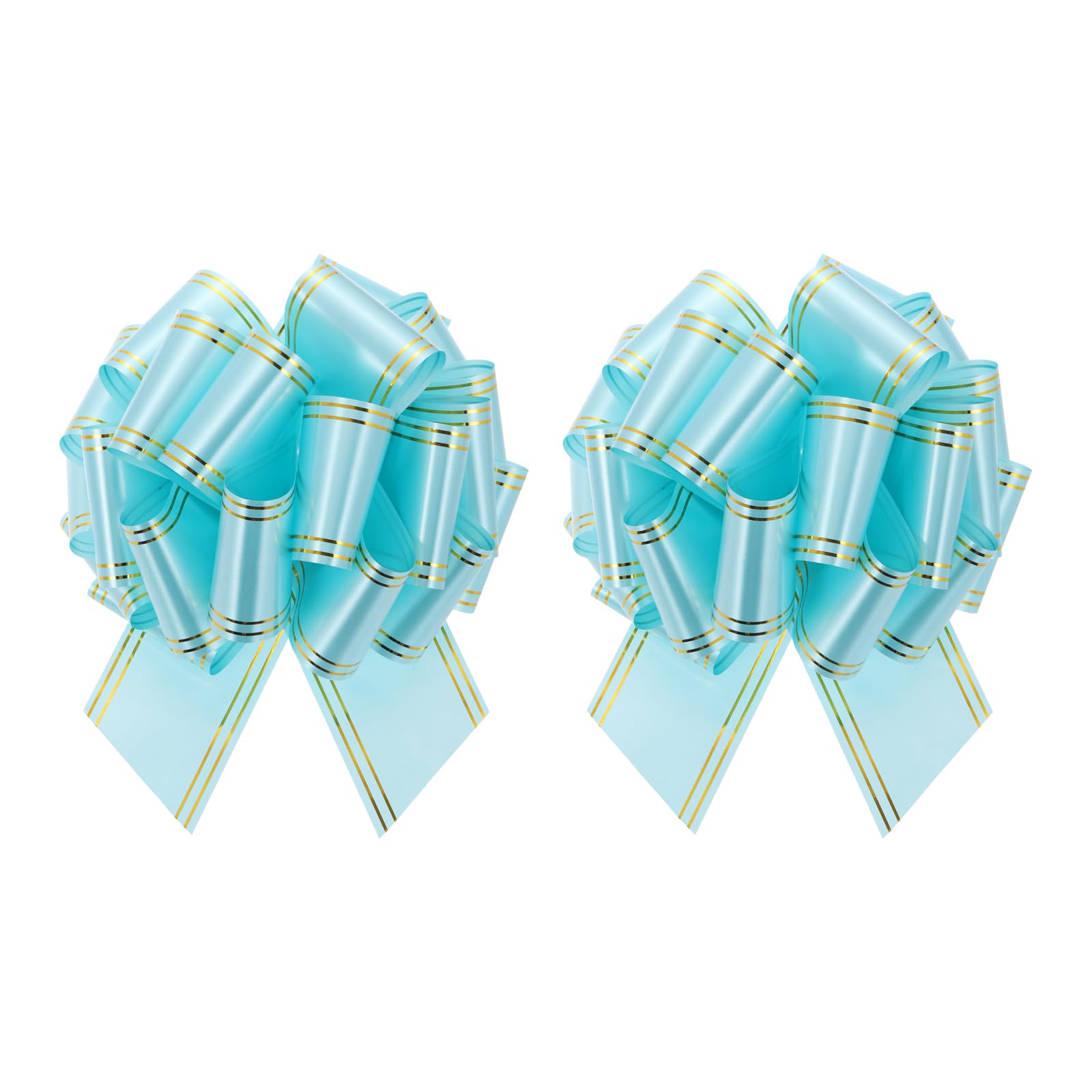 sourcing map 2 Pcs 10 Inch Giant Large Pull Bow Big Metallic Car Bows Ribbon with Gold Edge for Wedding Presents Gift Wrapping Christmas, Light Blue