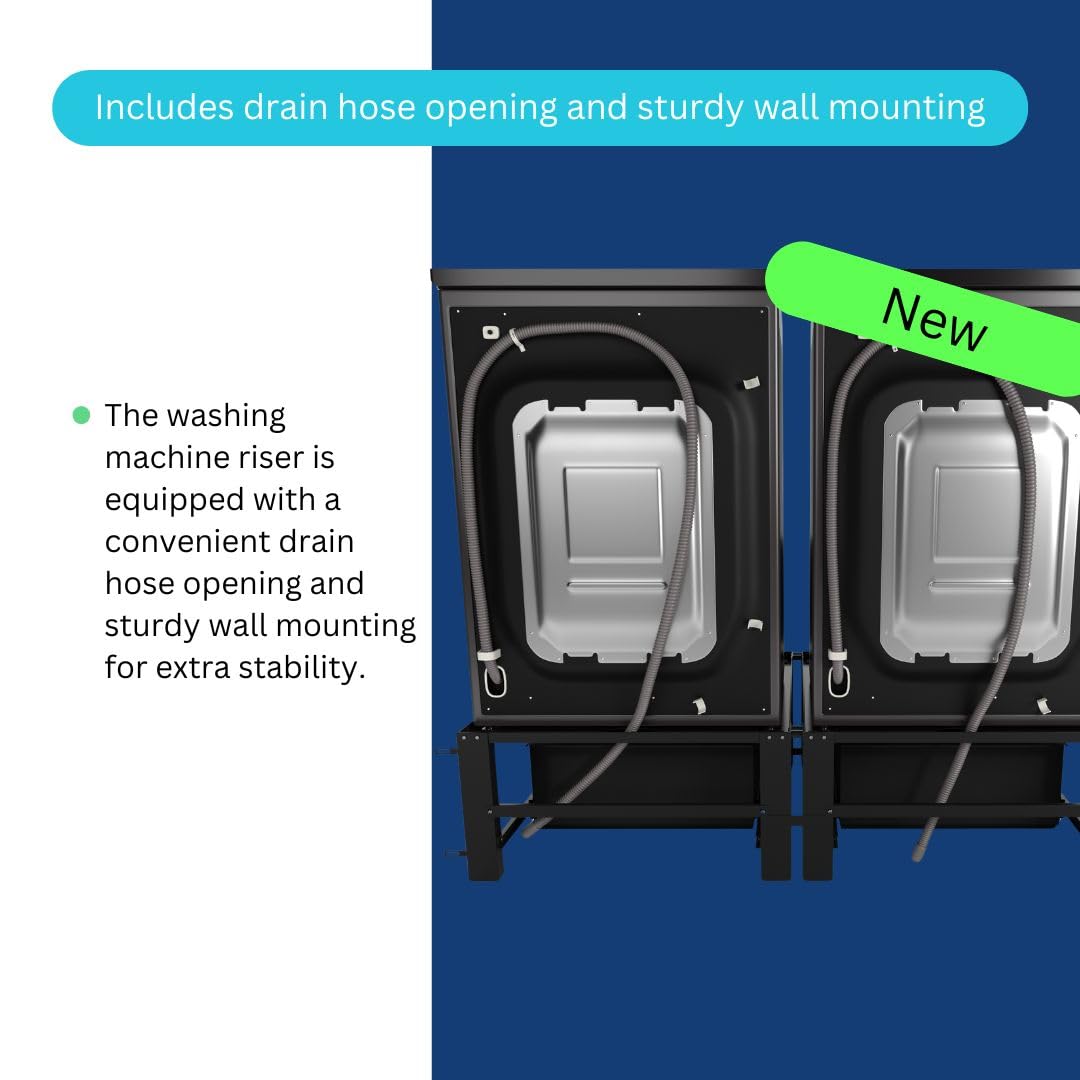 Lavadora elevadora con cajón - Muebles empotrados de lavadora doble XL - Negro - Universal - 63 * 63 (LxB) - Soportes de pared incluidos