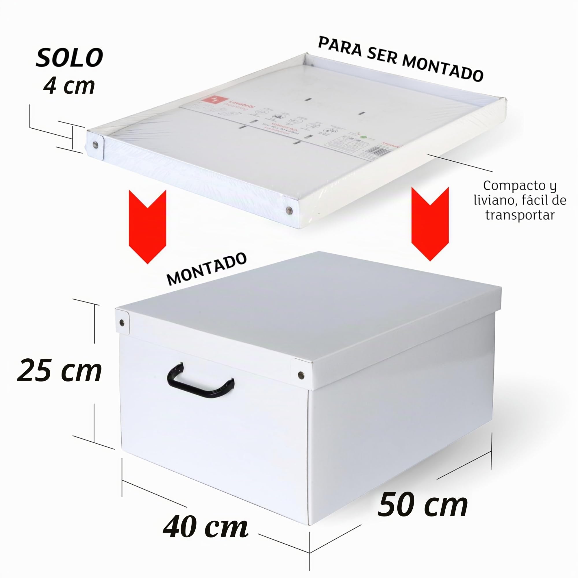 Lavatelli Cajas Almacenaje Cartón y Tapa Cuero 40x50x25cm Set 2 Organizador | Almacenaje y organización en cartón con tapa, set de 2 cajas de 40x50x25 cm, para ropa y mantas. Made in Italy
