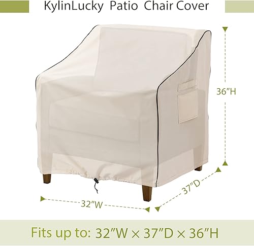 Miniatura 2 de KylinLucky Fundas impermeables para muebles de patio, fundas para sillas de césped al aire libre, se adaptan a hasta 32 pulgadas de ancho x 37