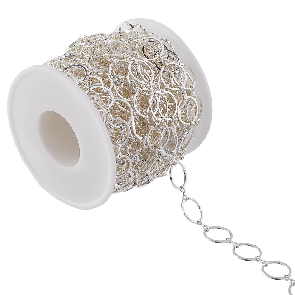 Uxcell 5m/16 Feet Faux Pearl Beading Chain With Spool, 3mm Brass Chain Link For Jewelry Making Style 1 Light Gold