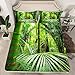 Loussiesd Tropisch Dschungel Spannbetttuch Grüne Blätter Palmblatt Drucken Spannbettlaken 140x200cm Natürliche Pflanzen Blatt Bettlaken Set für Mädchen Jungen Kinder Jugendliche mit 1 Kissenbezug