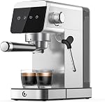 AMZCHEF Espresso Machine avec LED Toucher l'écran, 20 Cafés-bars & Machine à Café avec lait Frother, 45s Semi-auto à chaleur rapide pour la maison, Latte compacte & Créateur de cappuccino