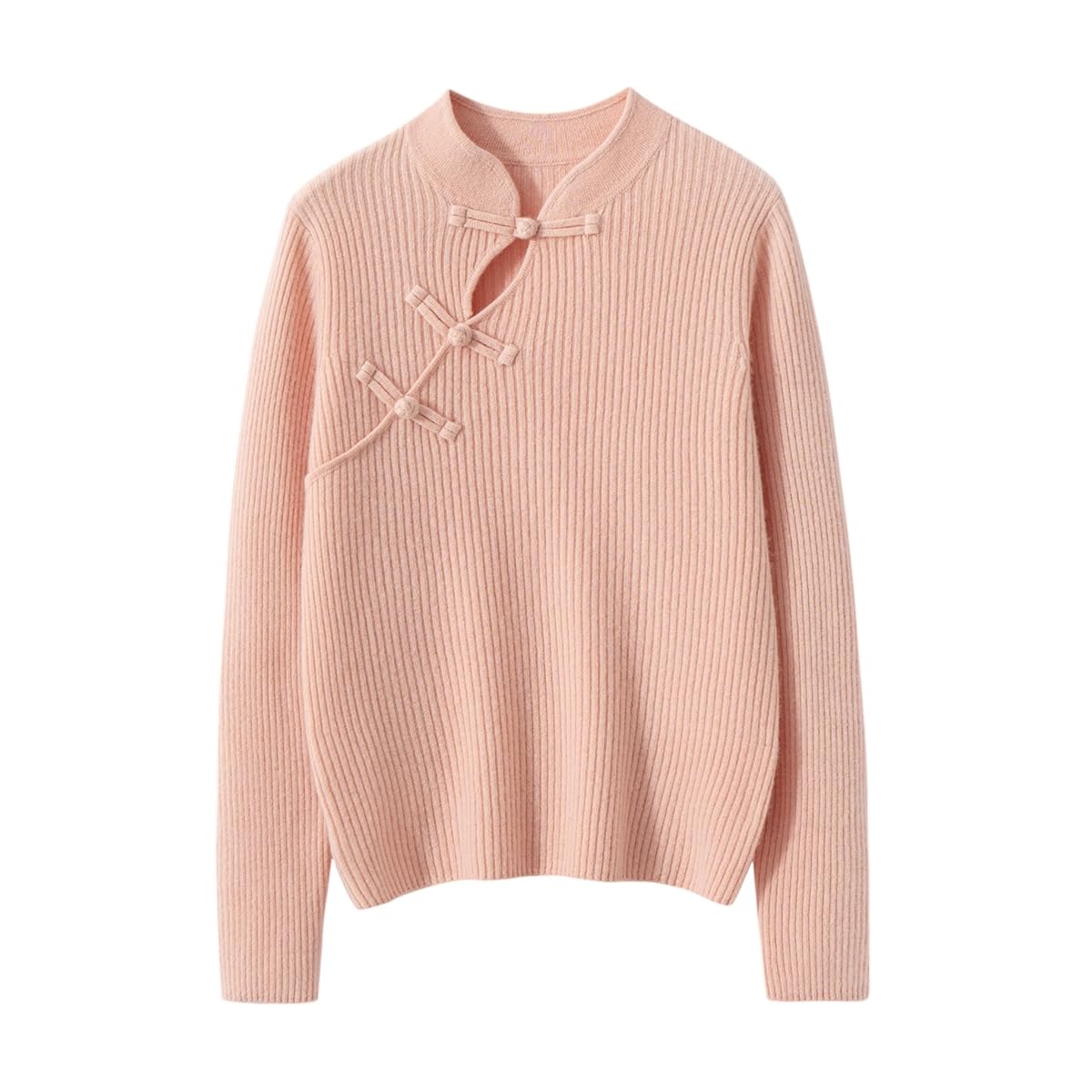 DISSA YD24162 - Maglione da donna in cashmere con colletto alto, a maniche lunghe, a righe, sottile