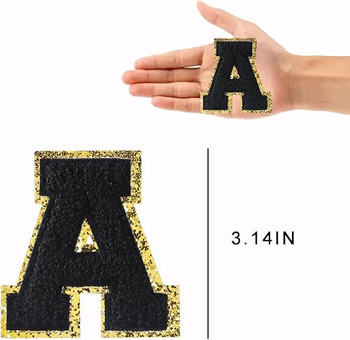 Miniatura 3 de 52 parches de letras de felpilla para planchar, 2 juegos de parches bordados del alfabeto A-Z para sombreros, camisas, bolsas de jeans, calcomanías