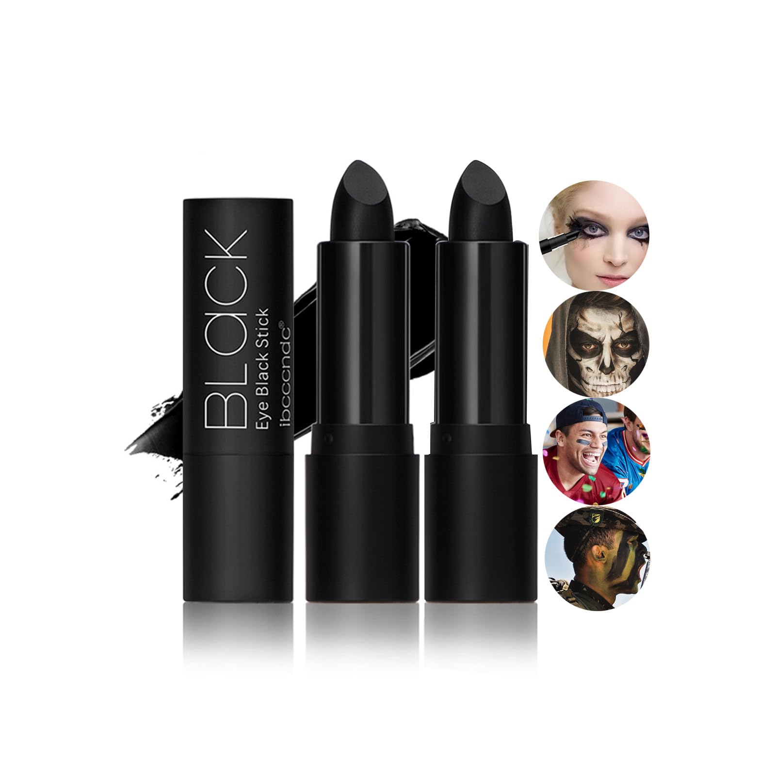 2 PCS Eye Black Stick for Softball Baseball Football Sports Halloween Cosplay Costume Makeup Face Body Paint Creative Makeup Retro Lipstick Easy To Apply And Remove