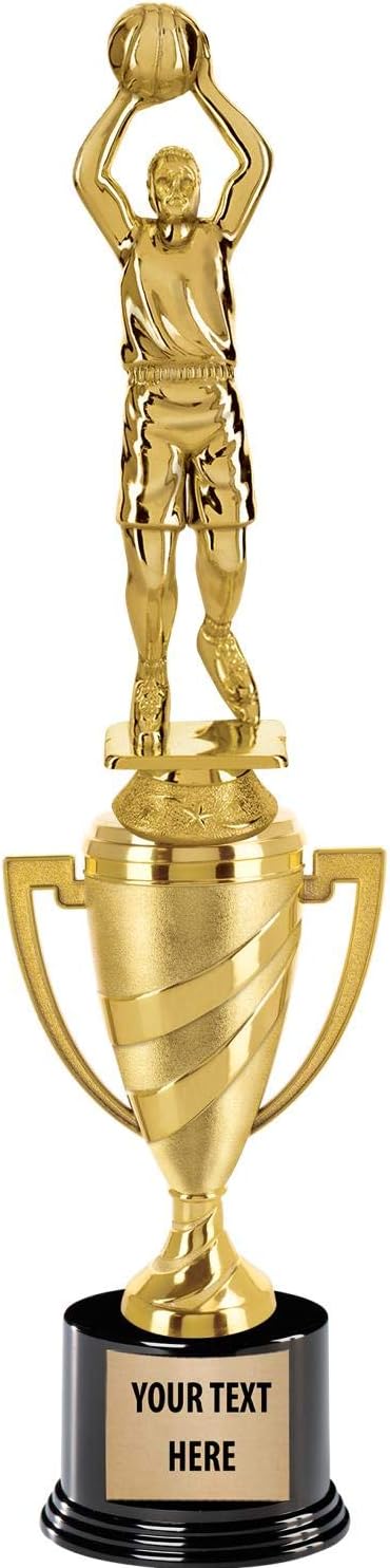 Crown Awards Basketball Trophy, 14" Gold Cup Basketball Trophies with Engraving Included