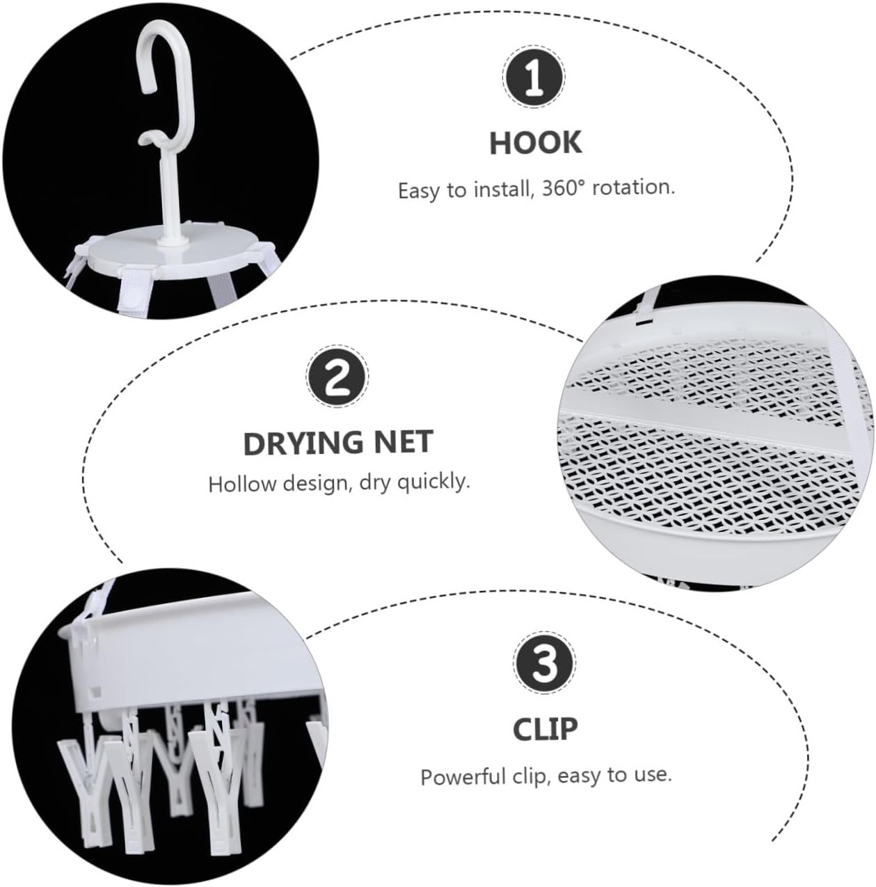 Veemoon Windproof Folding Clothes Drying Rack Single-Layer White Underwear Socks Towels Drying Hanger for Balcony Indoor Use
