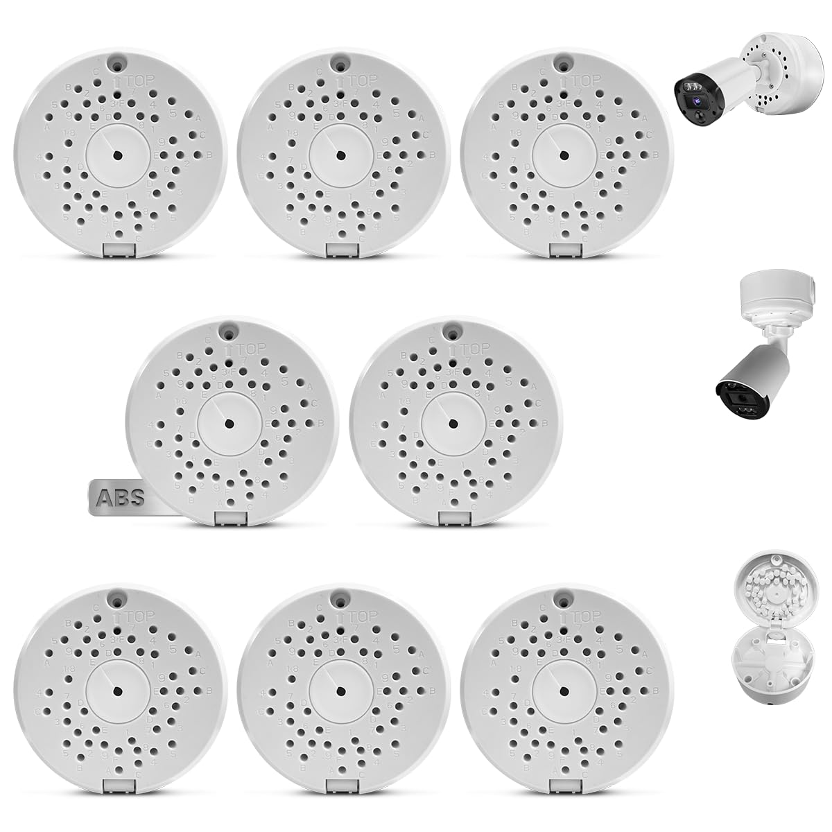 ABS Universal Security Camera Junction Box, IP54 Waterproof Mounting Brackets for Bullet CCTV Cameras, Hide Cable Junction Boxes