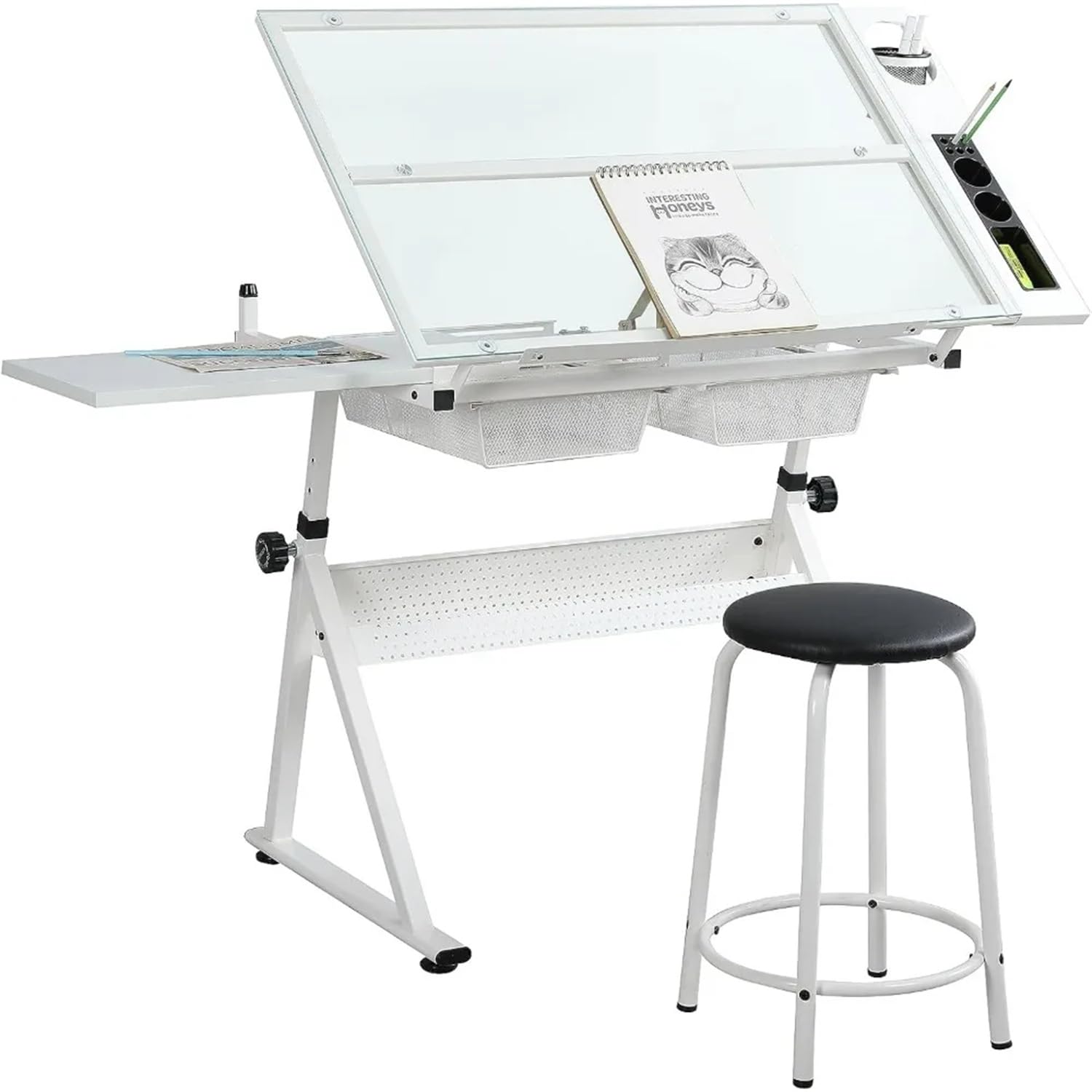 Zeichentisch Architektentisch Höhenverstellbar Arbeitstisch Verstellbarer Tischplatte Schreibtisch Schülerschreibtisch Mit Hocker Und Schubladen Für Techniker Architekten