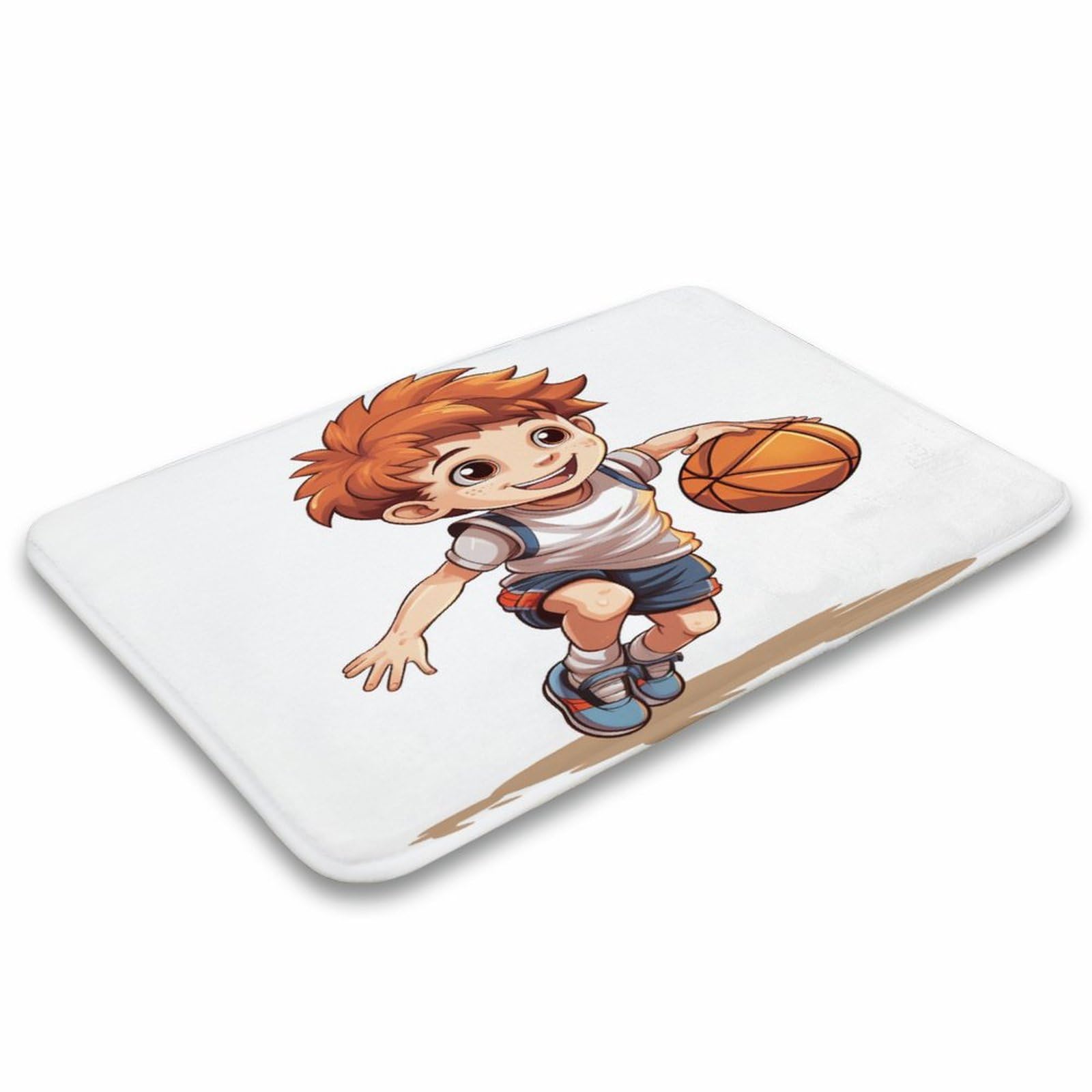 HighonHi Bath Mat A Cartoon Boy Play Basketball -4 Bath Rug Personalized Boy Basketball Player Velvet Indoor Doormat Front Door Welcome Mat Super Cozy Non Slip Machine Washable 16