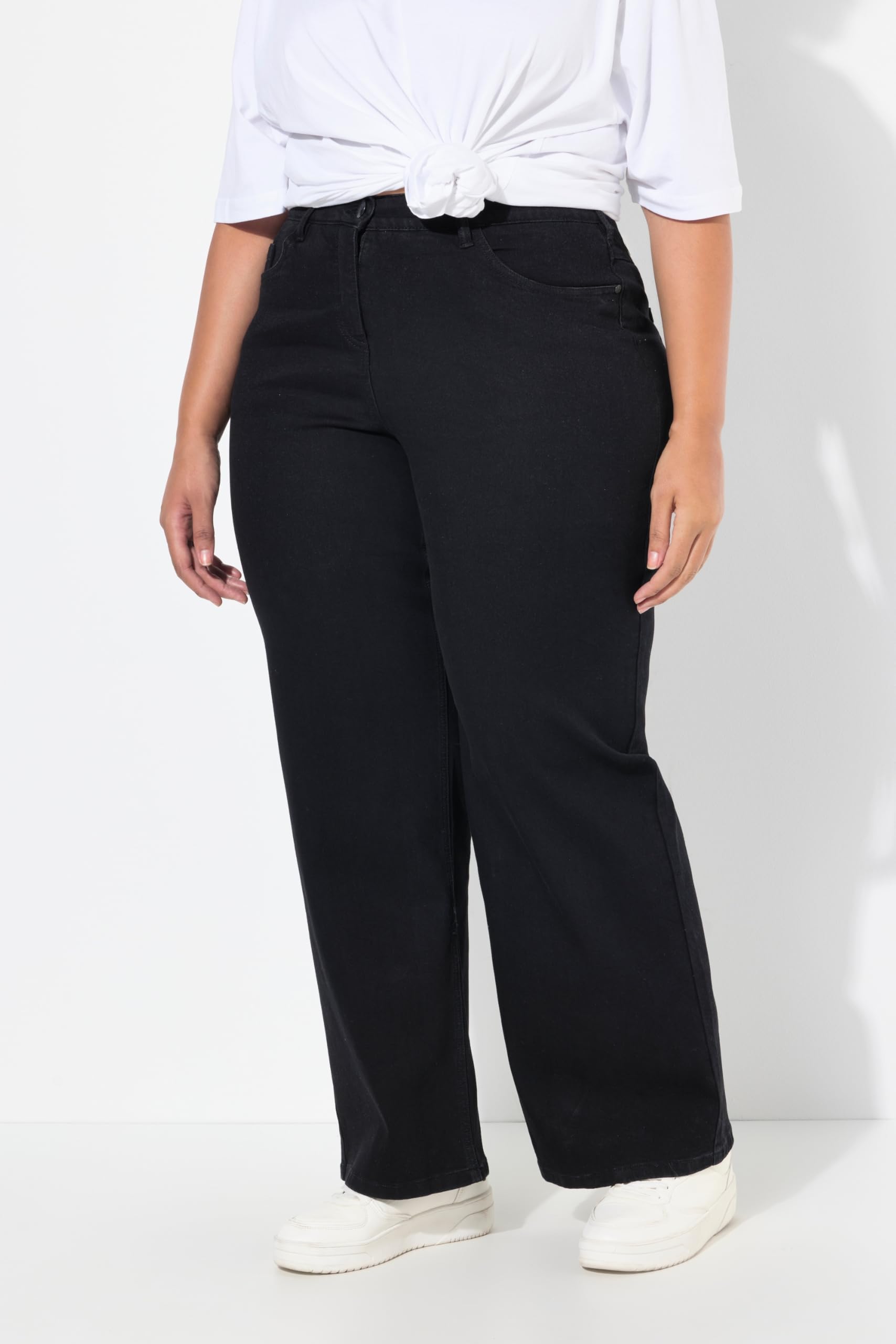 Ulla Popken Femme Grandes Tailles T-Shirt Manches Longues et Patte de Boutonnage, Collection Basic, Coupe Regular Fit 700603