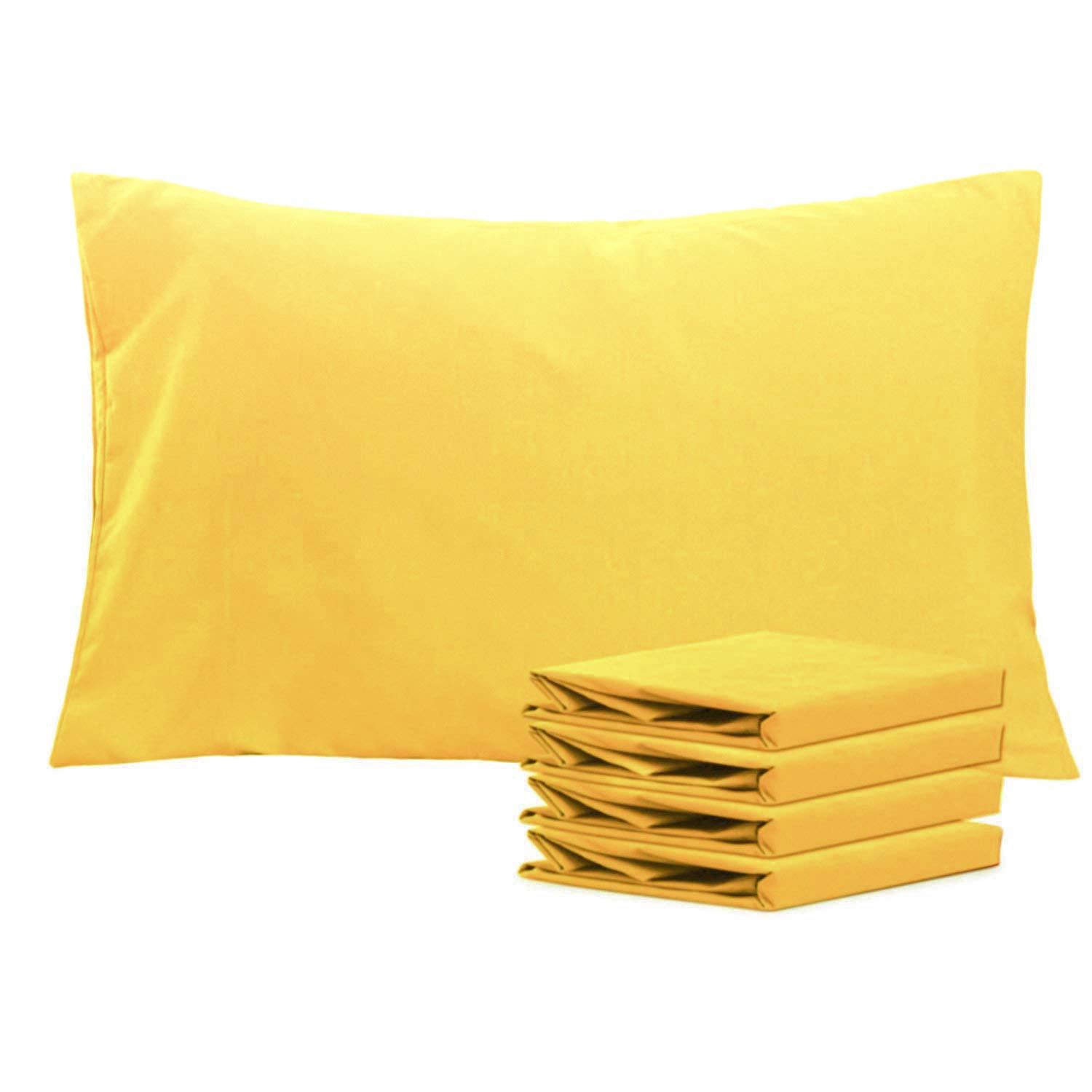NTBAY Queen Pillowcase Set - 4 Pack Brushed Microfiber 20x30 Pillowcases - Soft, Wrinkle-Free, Fade-Resistant, Stain-Resistant, Yellow Pillowcases with Envelope Closure - 20x30 Inches, Yellow