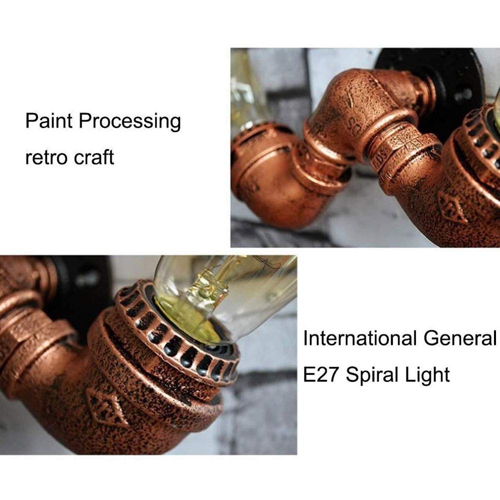 GRAWIT Style Industriel Rétro En Fer Forgé Conduite D'eau Applique Murale Vintage Métal Applique Murale Steampunk Style Rustique Applique Murale Pour