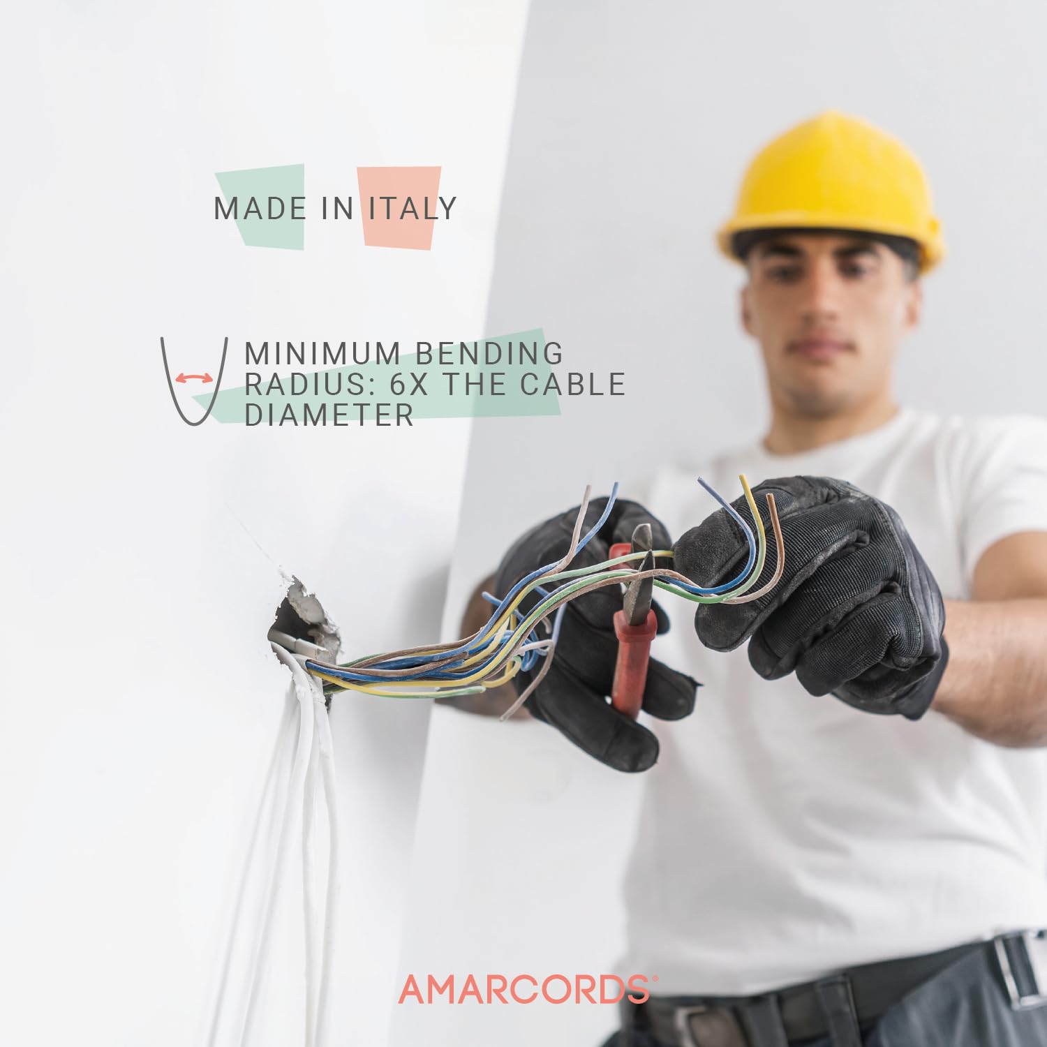 Amarcords - Kabel elektryczny dwubiegunowy sekcja 2x1mm kolor CZARNY. Okrągły kabel zasilający typu H05VV-F, 30 metrów