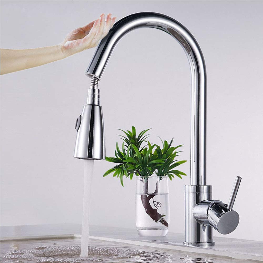 MXXQRHF Touch Kitchen Faucets with Pull Down Sprayer, Sensor Kitchen Mixer Taps, Single Handle Deck Mounted Kitchen Sink Faucets,A (A)
