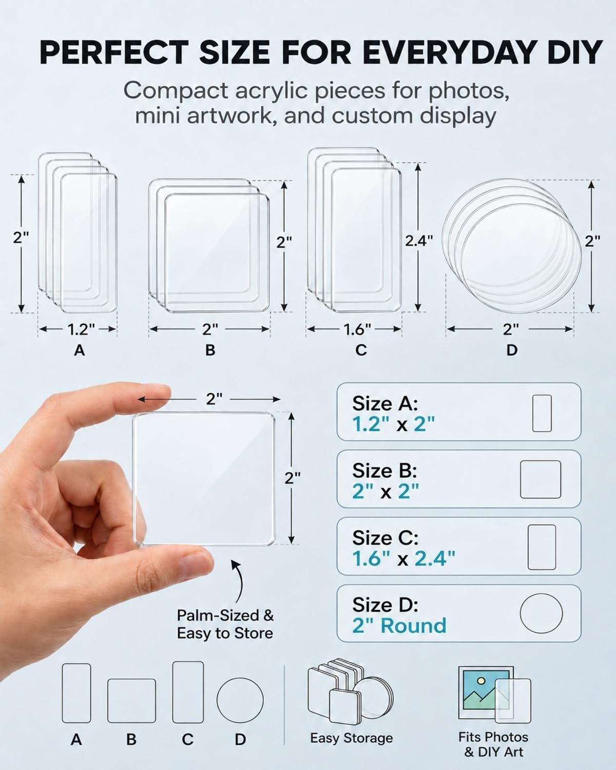 DIY Clear Acrylic Fridge Magnet Kit with Adhesive Backing, Refrigerator Magnets, Magnetic Photo Frames, Custom Picture Craft Set, Square Photo Frame Pack for Kitchen Office Classroom Decor