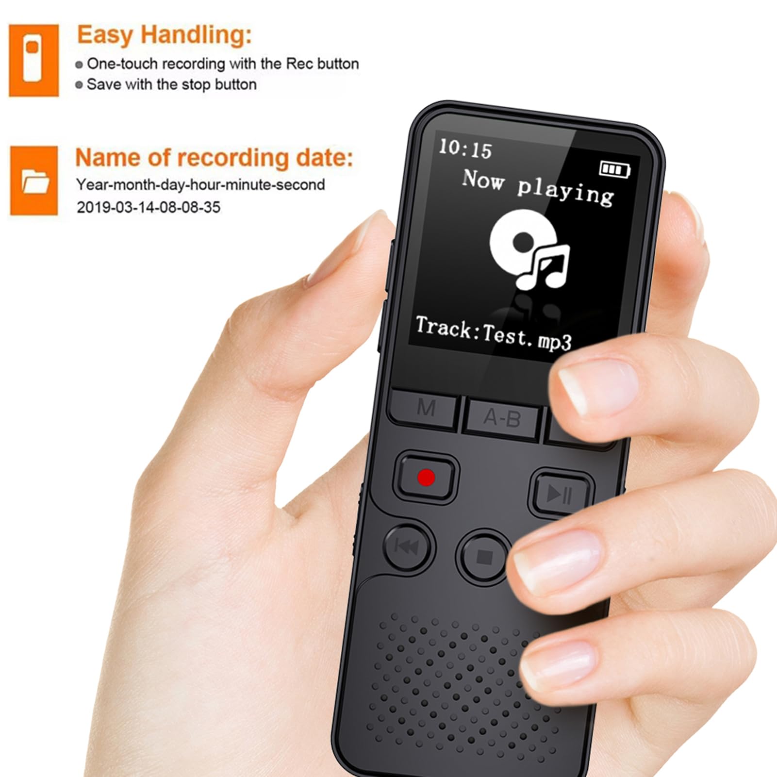 XUMIUZIY Grabadora de Voz Digital con Pantalla TFT de 1,4 Pulgadas, Grabadora de Voz Portátil con Micrófono Dual para Conferencias, Reuniones, Clases, Entrevistas (32G)