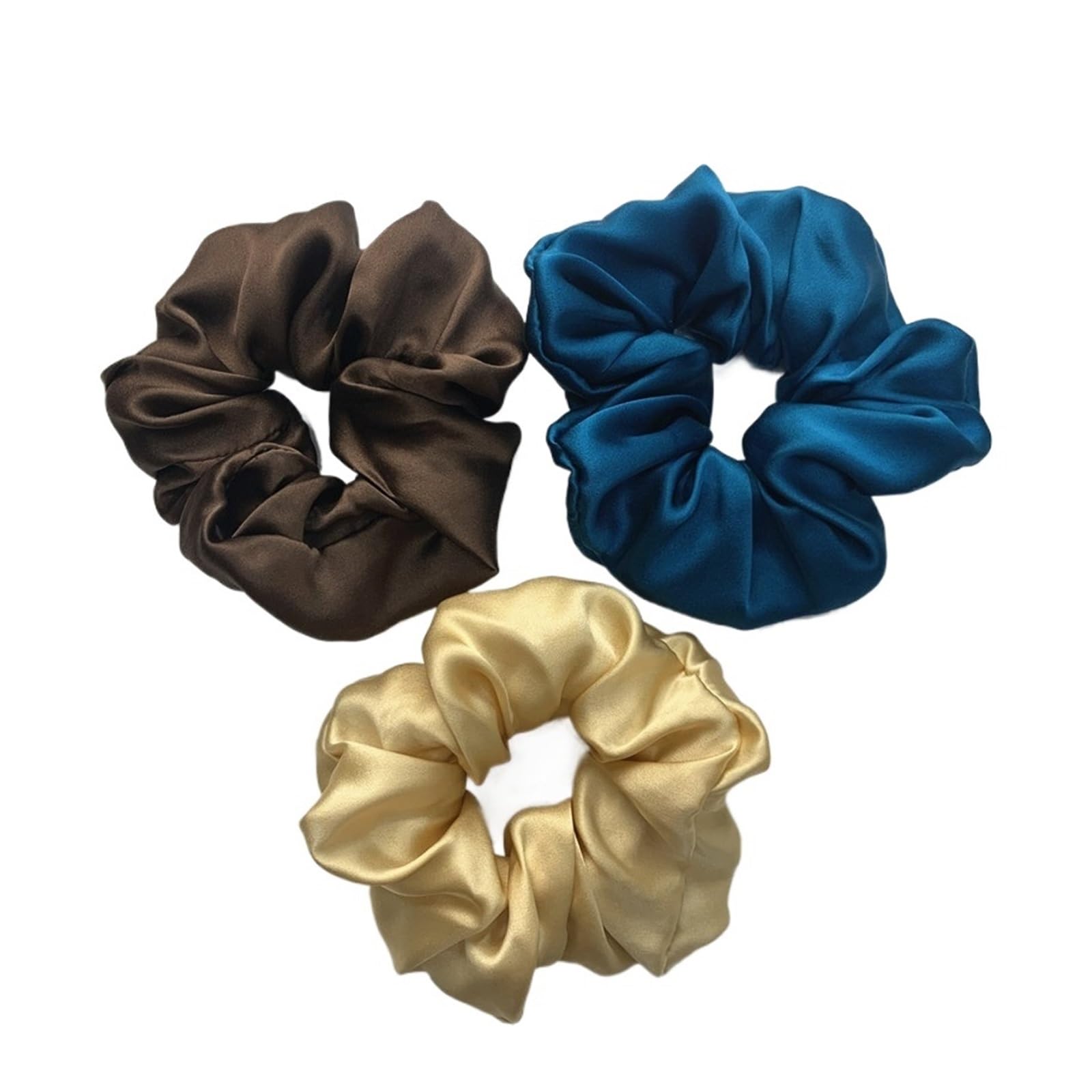 Scrunchies per Capelli 3 elastici for capelli in seta larghezza 6 cm