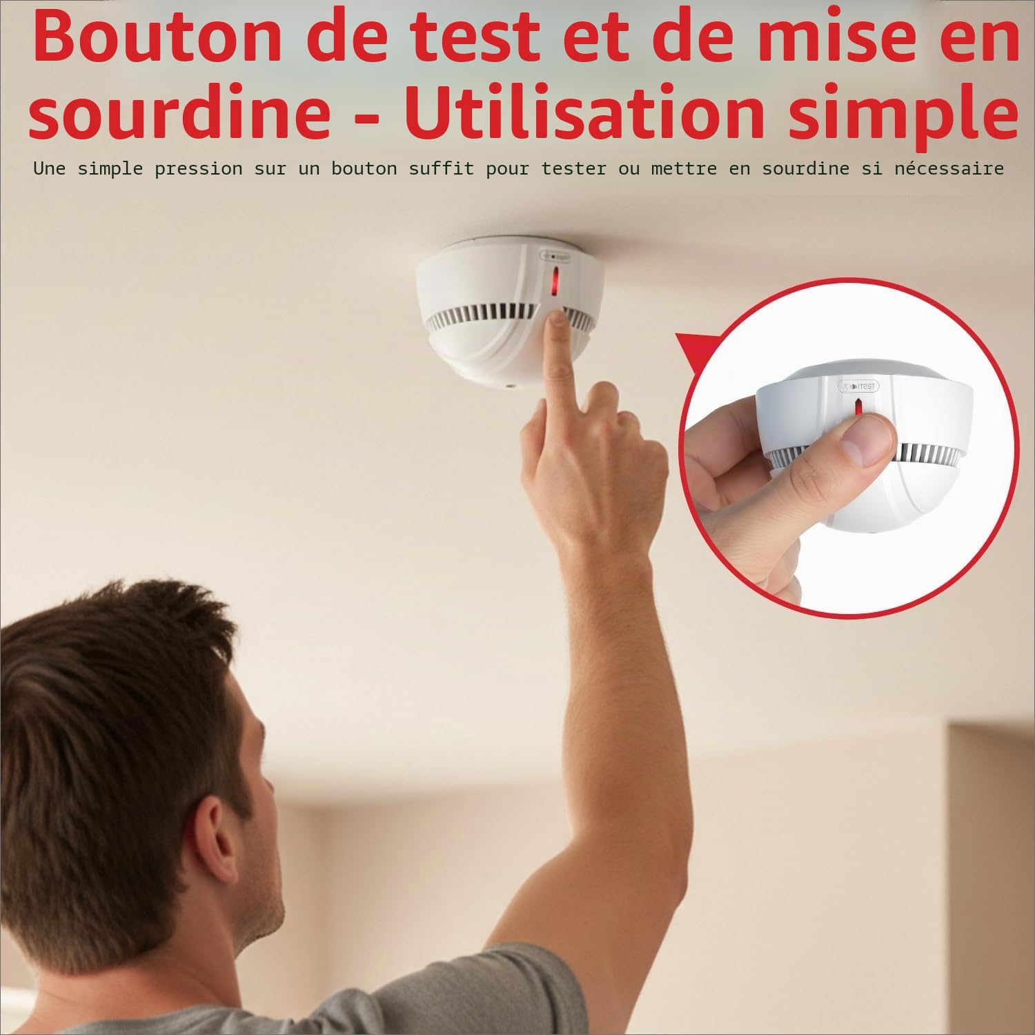 DAYTECH Mini Detecteur de Fumée avec 10 Ans Pile– Installation Facile Alarme Incendie détecteur fumée sans Percage avec Support Magnétique, Idéal pour Maison, Appartement et Location (Lot de 4)