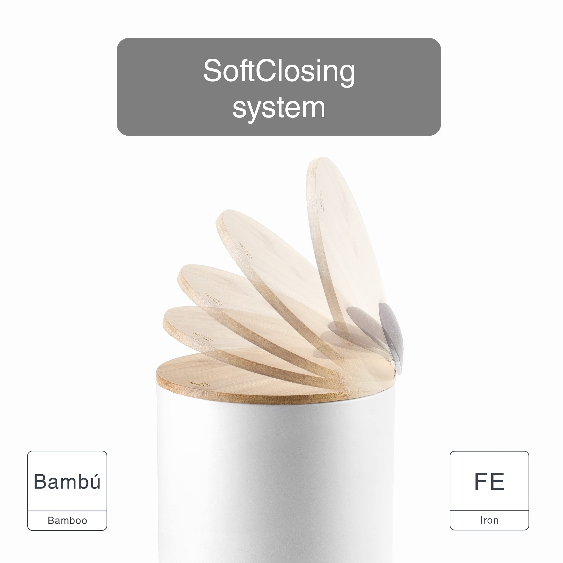 LACOR - 63355 - Nature White Treteimer, Mülleimer, SoftClosing System, Stahl, 20.5 x 27.6 cm, Fassungsvermögen: 5 L