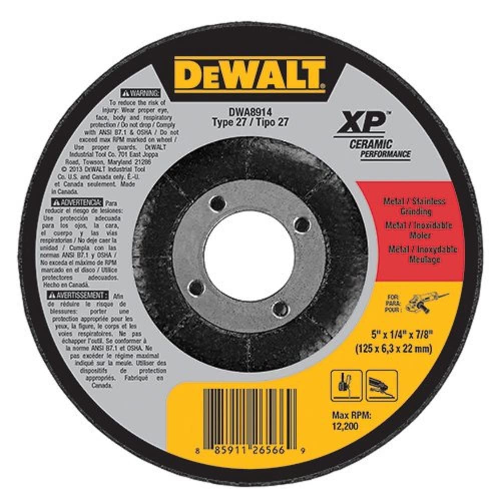 DEWALT DWA8914 Extended Performance Ceramic Metal Grinding 5-Inch x 1/4-Inch x 7/8-Inch Ceramic Abrasive
