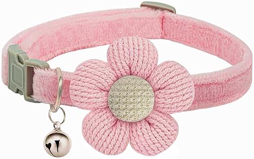 Miniatura 1 de Collar para perros pequeños con flor, collares para cachorros, collares para perros pequeños con campana para hembras y machos (rosa)
