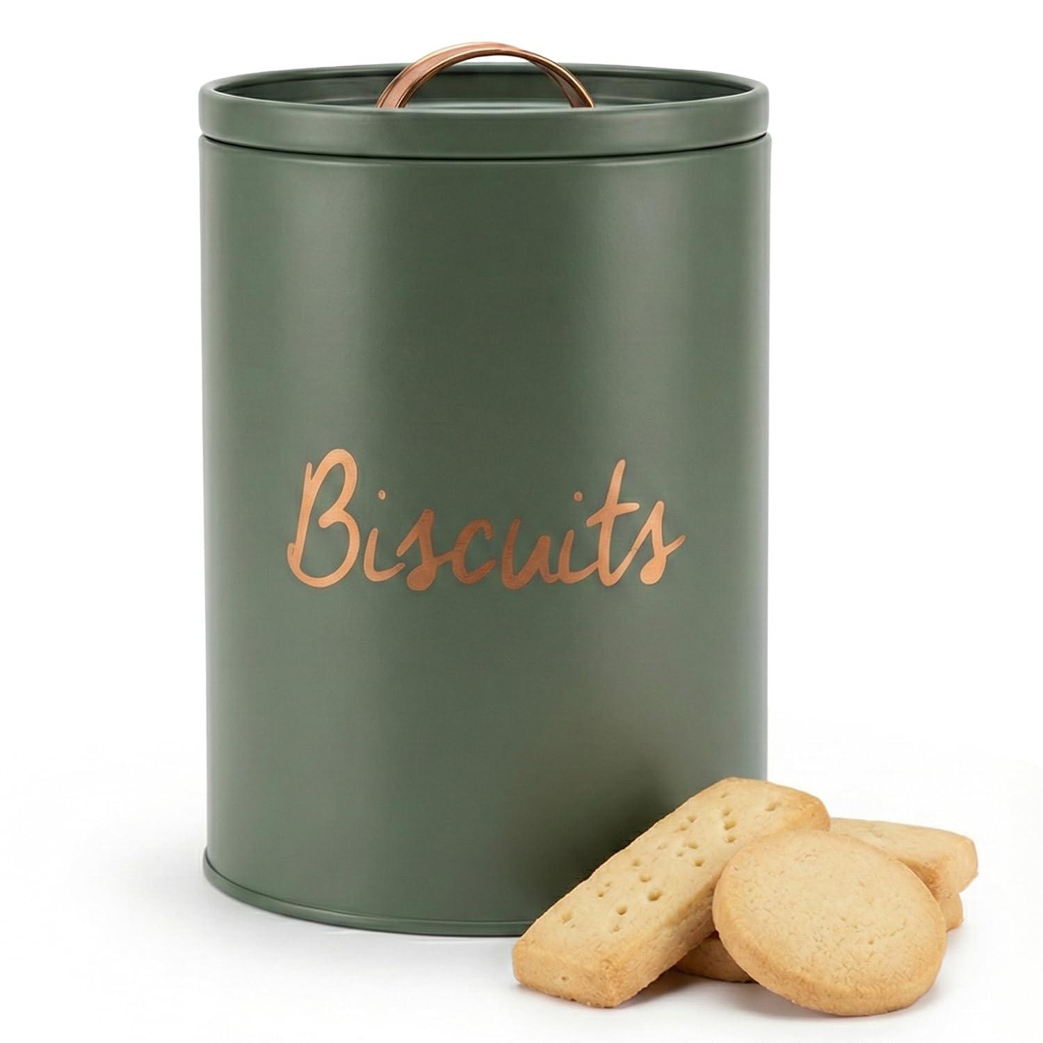 Besto Ivy Round Biscuit Tin Airtight | Ivy Biscuit Barrel With Metal Lid & Airtight Seal | Biscuits Canister & Jar For Storing Cookies & Rusks | Approx 2.7 Litre Capacity