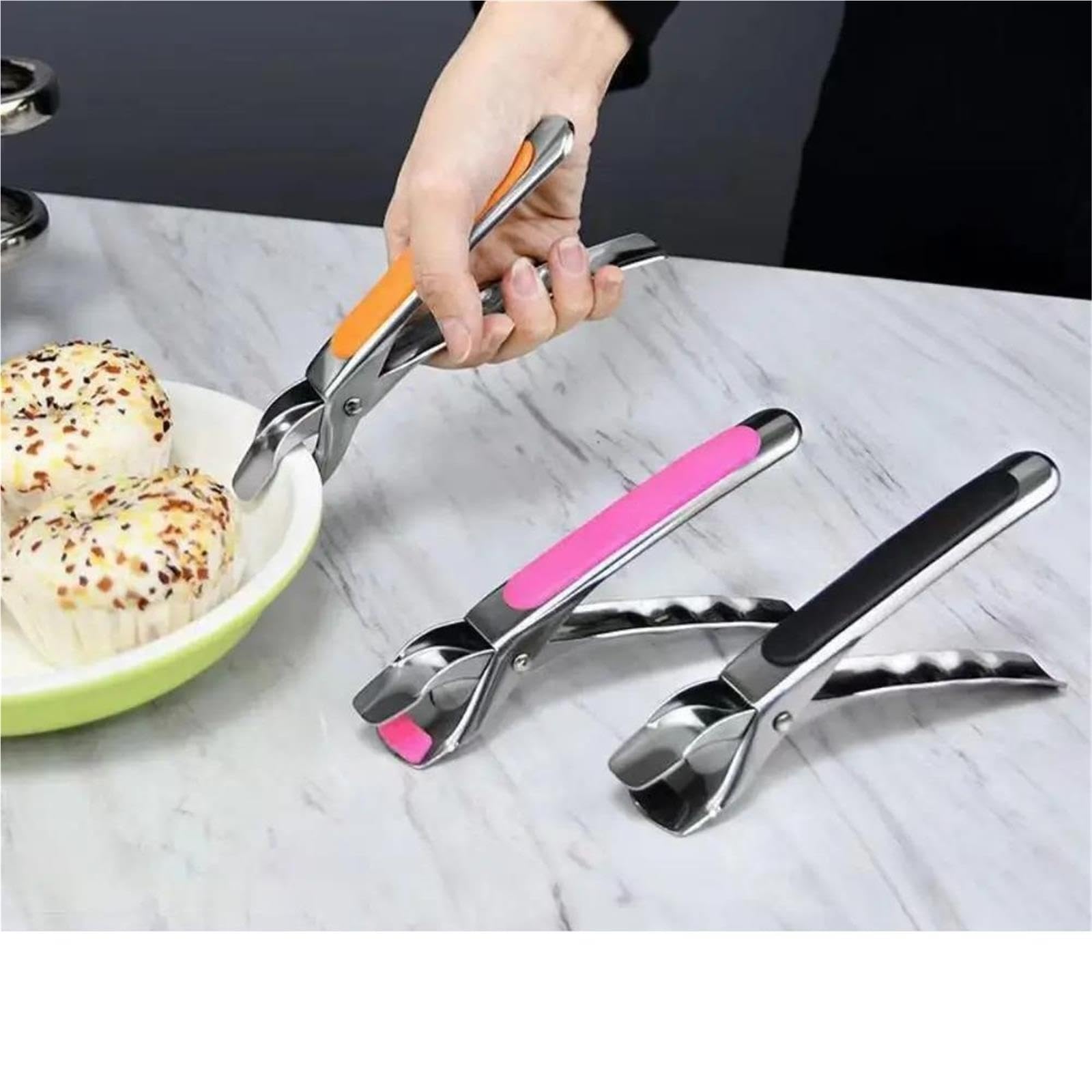 Pinzas Antiquemaduras Multiusos Pinza de silicona antiescaldadura, pinza antideslizante for cuenco cocina, comida(Pink)