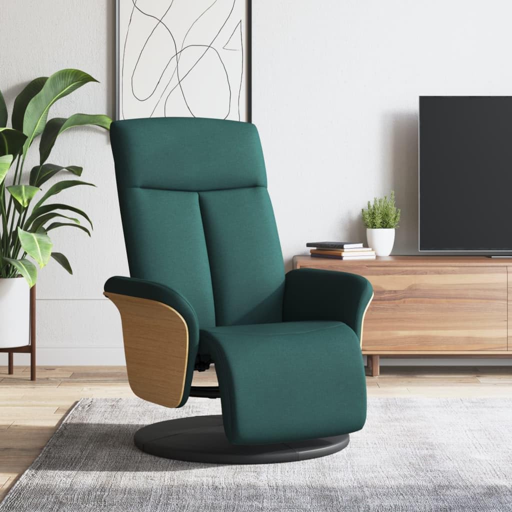 Relaxsessel mit Fußteil Dunkelgrün Stoff Drehbar Lounge Erholsamer Sessel mit Liegefunktion für Wohnzimmer und Büro, Komfortabler Club Sessel mit Armlehnen, Modernes Design
