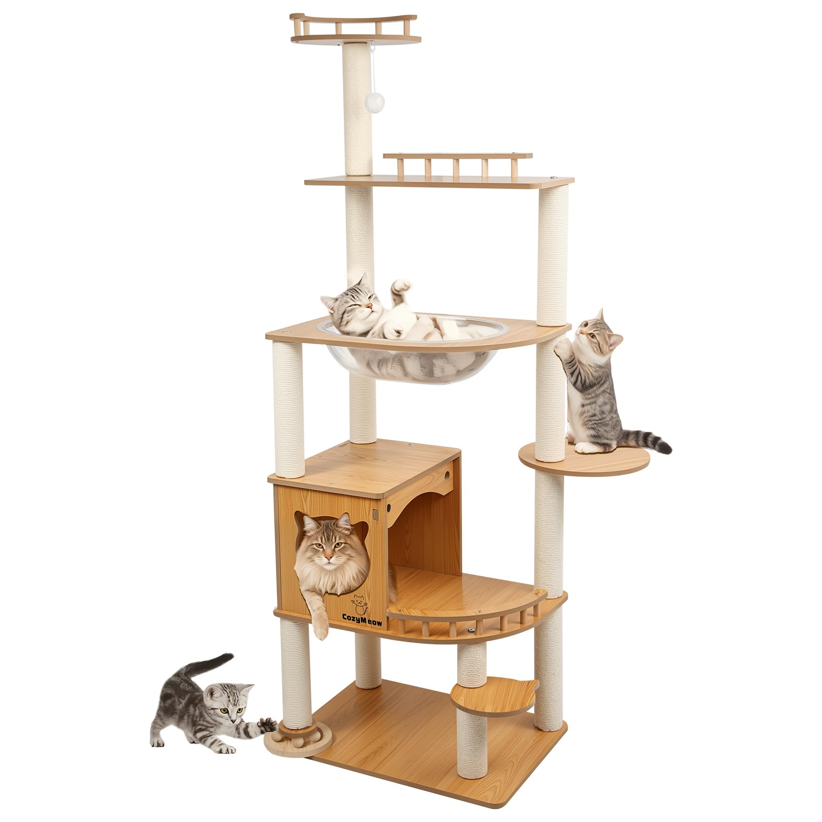 Amazon.co.jp: CozyMeow Wooden Cat Tower, Standing Slim, Spaceship