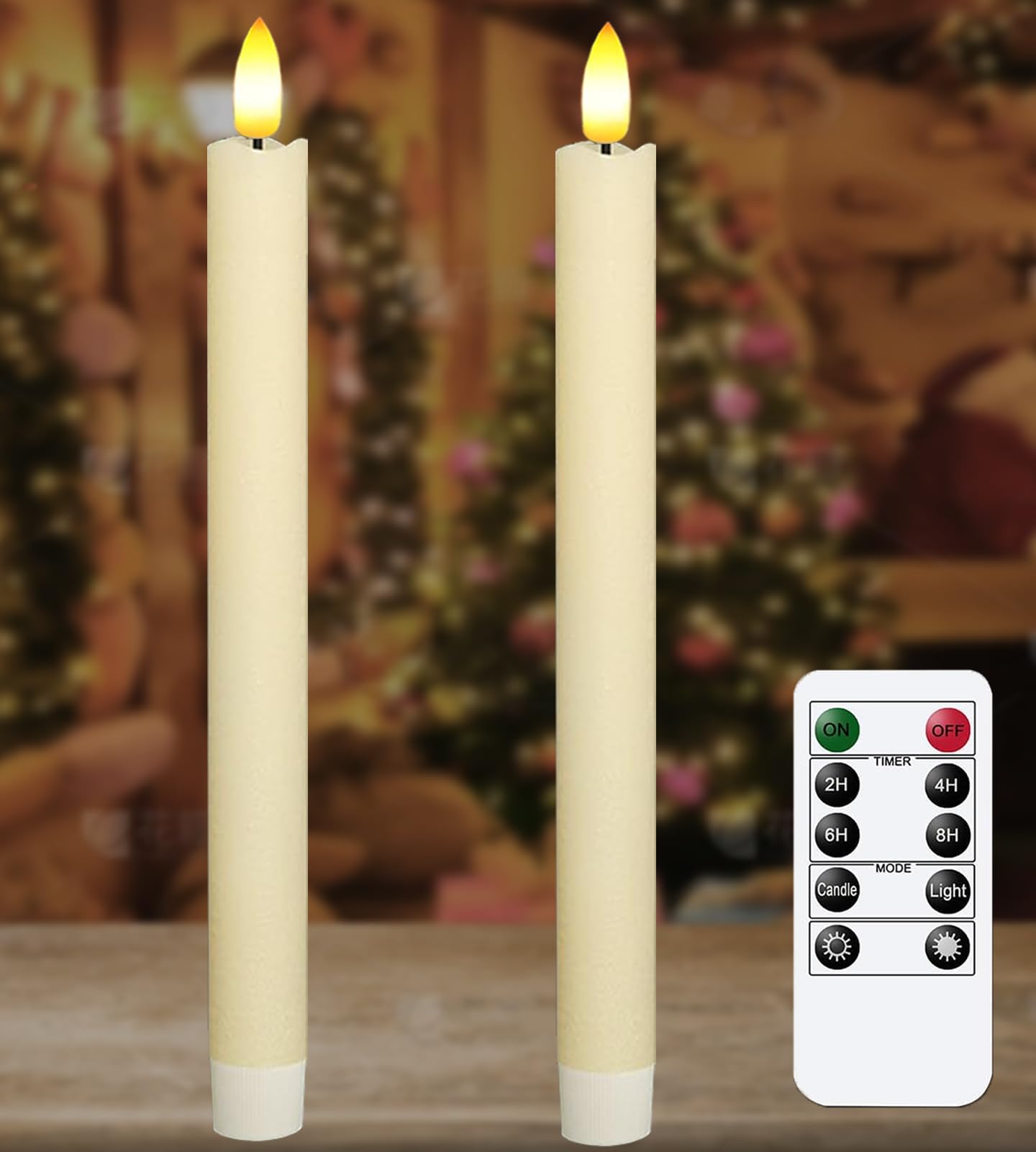 KSWING Upgraded Real Wax LED Flameless Taper Candles