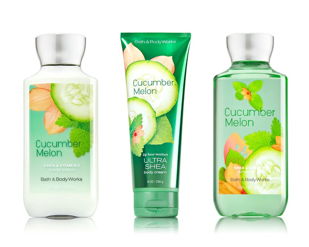 Bath & Body Works Signature Collection Cucumber Melon 3 Piece Gift Set: Body Cream, Shower Gel & Bod