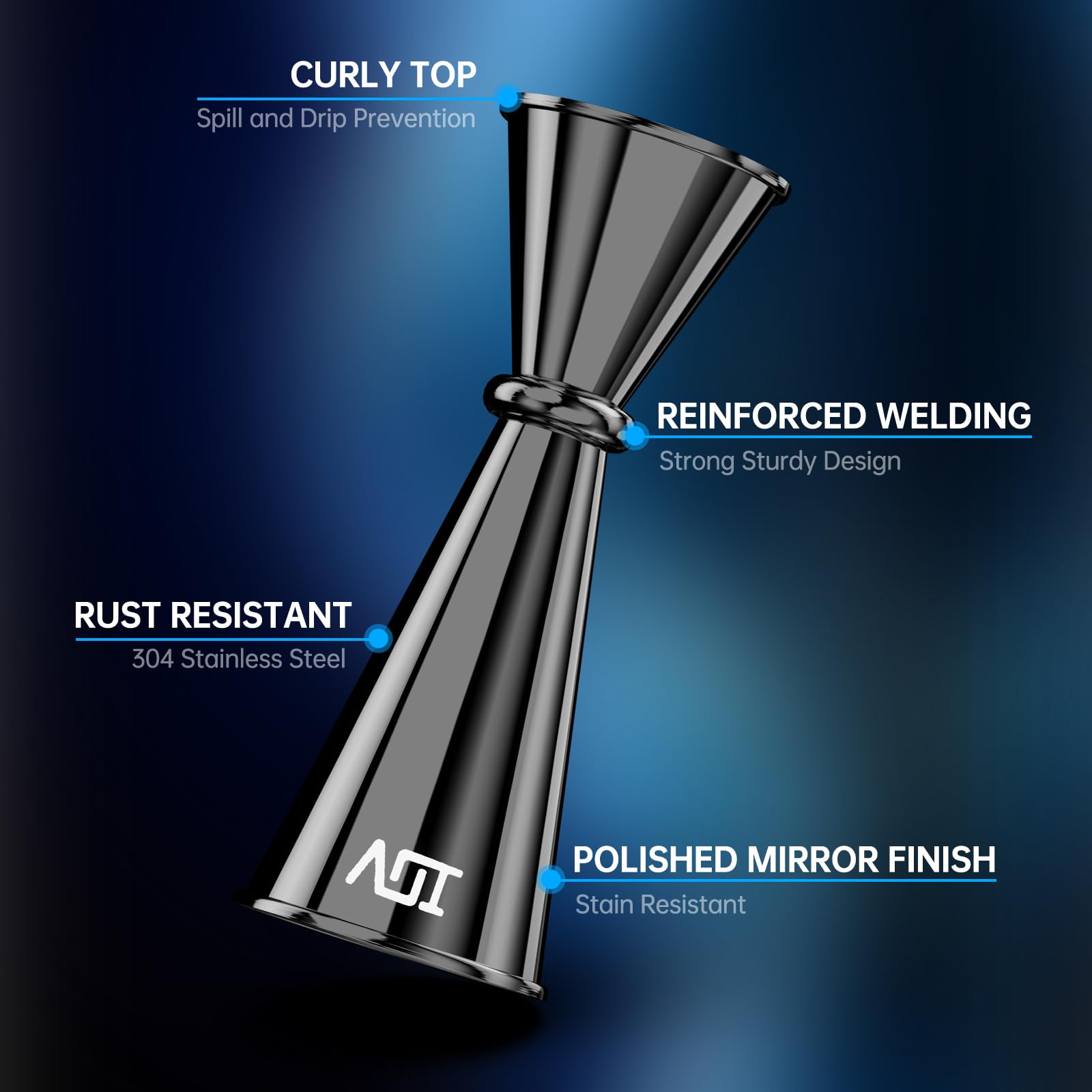 IOV Jigger per Bartending, doppio Jigger professionale da cocktail con libretto di ricette, jigger giapponese in acciaio inox 18/8 di alta qualità da 56,7 g 28,3 g con dimensioni interne per cocktail
