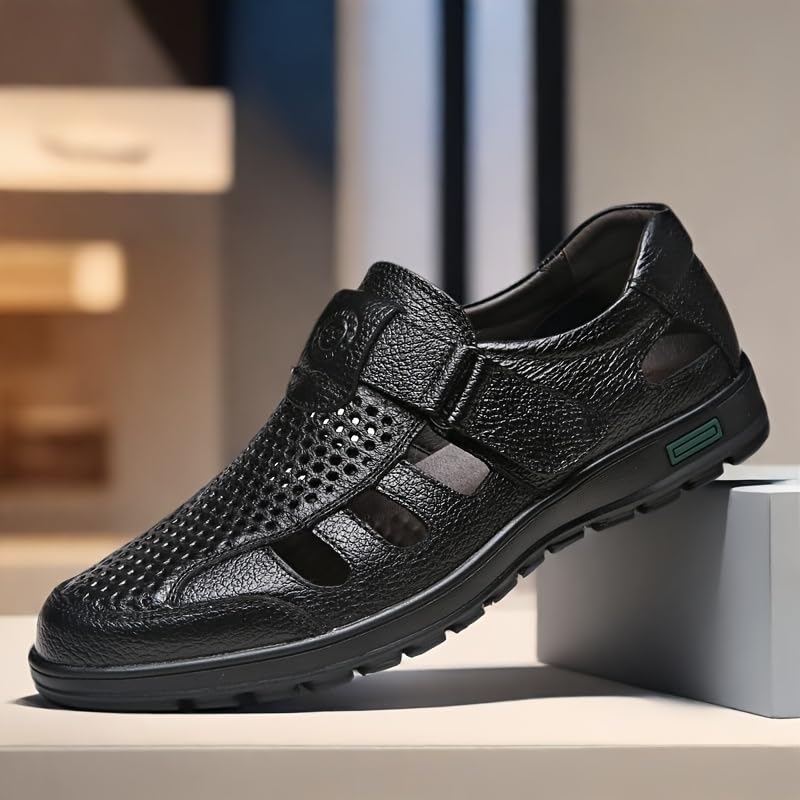 Men'S Summer Leather Sandals - Breathable, Non-Slip, Soft Sole, Round Toe,Plus Size Casual Stylish Sandals3