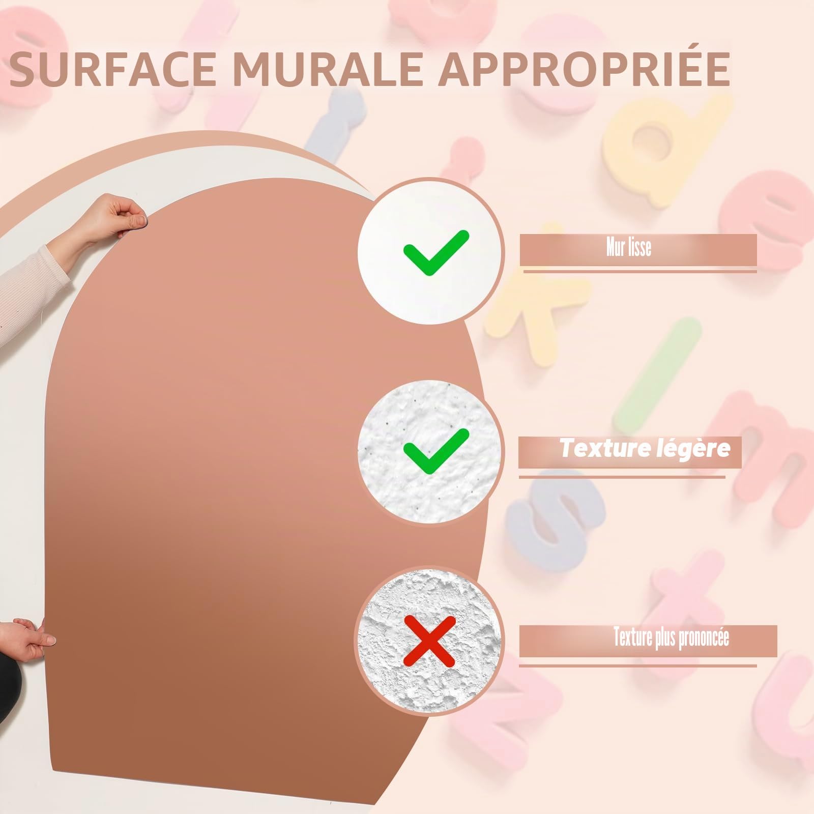 Tableau Magnétique Mural Enfant 80×100 cm, Adhésif Papier Aimanté Arche, Inclus 3 Craies Sans Poussière et 1 Chiffon Nettoyant - Idéal Salle de Classe ou Chambre d'Enfant (MilkTea)