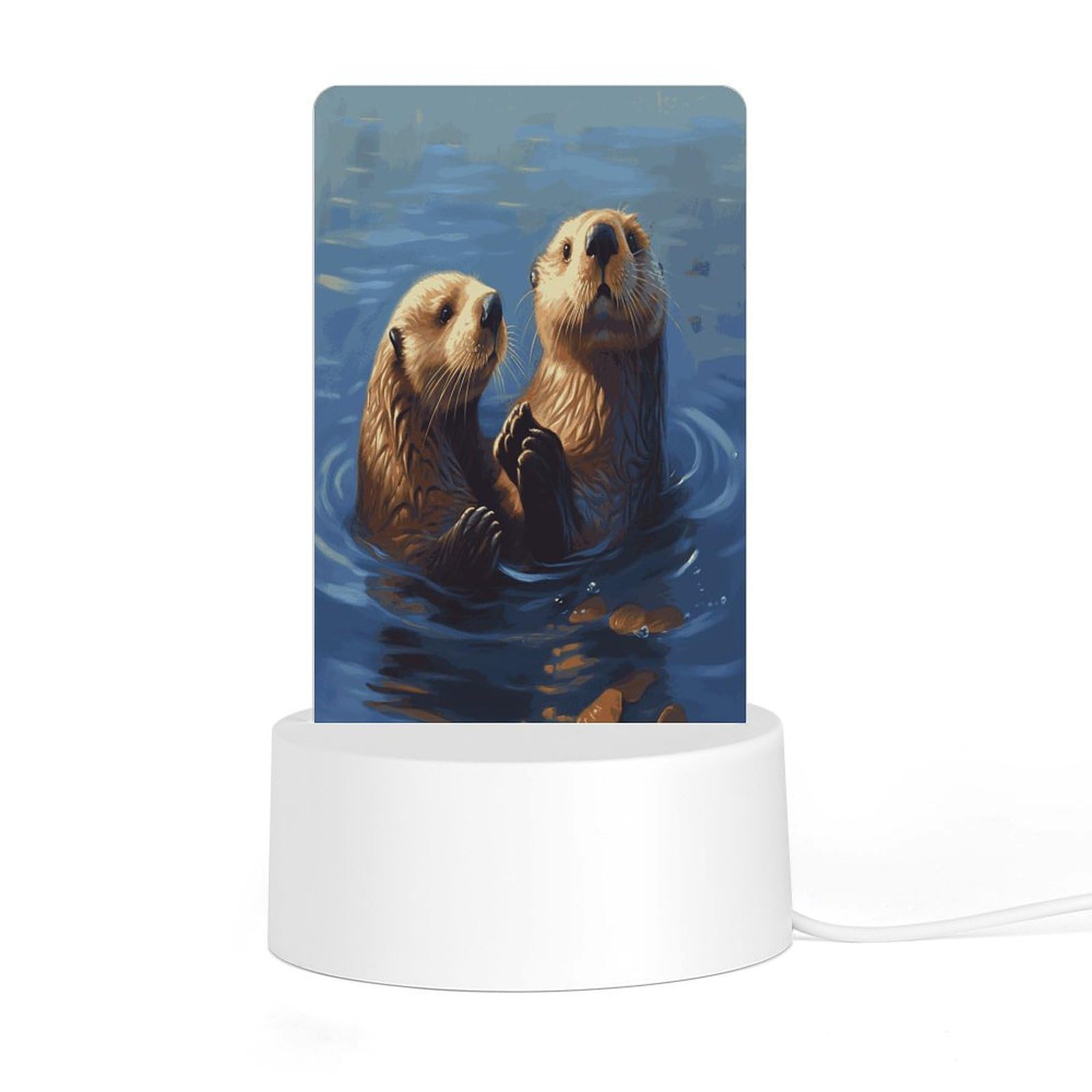 Adfgyerh Style Sea Otters Painting Night Light Acrylic Material Easy Installation, Home Decor Usb Interface Power Supply, Lamp For Restaurant Bar Cafe Room Decor