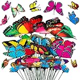Teenitor 40 Pcs PVC Waterproof Butterfly Decorations, 5 Different Size and Styles of Butterfly Garden Stakes, Garden Decor Outdoor Patio Decor, Butterfly Decorations for Yard Lawn Flower Bouquet