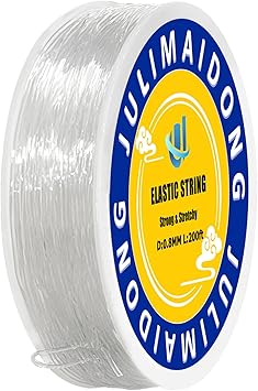 0.8mm Elastic Bracelet String Cord, Crystal Stretch Bead Cord for Bracelets Jewelry Making, Clear Stretchy Elastic String for Beading, Transparent Thread (0.8MM/200ft)