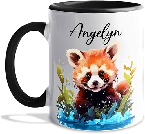 Taza de café blanca con nombre personalizado de panda rojo de 11 onzas, divertida taza de regalo de panda rojo, taza de café personalizada con panda disponible en Yaxa Guatemala