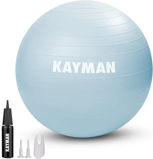 KAYMAN Anti-Burst Yoga Ball with Non-Slip Rings for Home & Gym Exercise